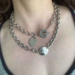 Tiffany and Co. Silver Heart Toggle Necklace